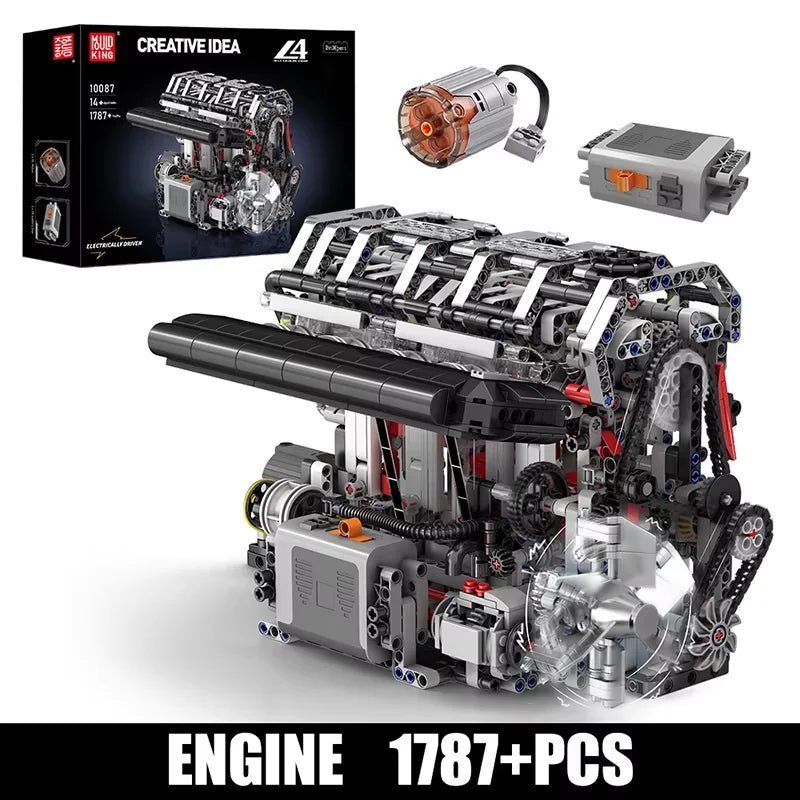 Mould King 10087 Motorized L4 Car Engine Building Block Set
