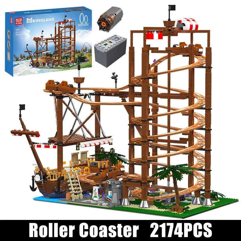 Mould King 11013 - Motorized Double Helix Roller Coaster Building Set