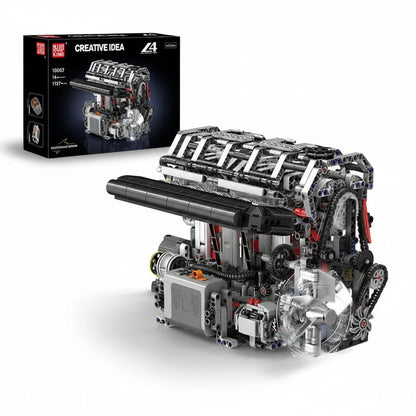 Mould King 10087 Motorized L4 Car Engine Building Block Set