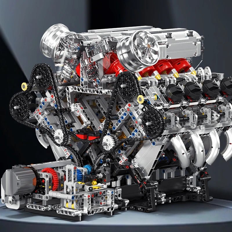 Mould King 10219 F488 Supercar - Motorized V8 Engine Building Kit