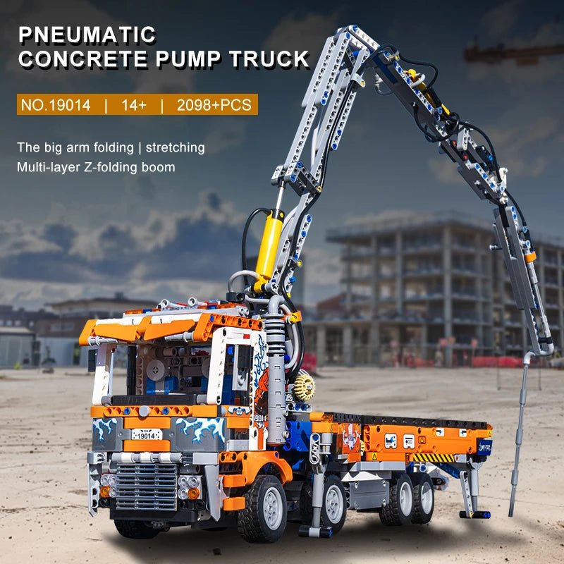 Mould King 19014 Pneumatic Concrete Pump Truck