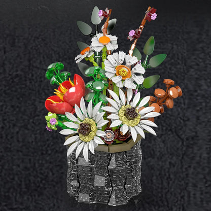 Mould King 24107 White Daisy Bouquet - Building Block Flower Set