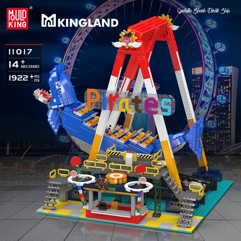 Mould King 11017 Motorized Dragon Shark Pirate Ship Roller Coaster