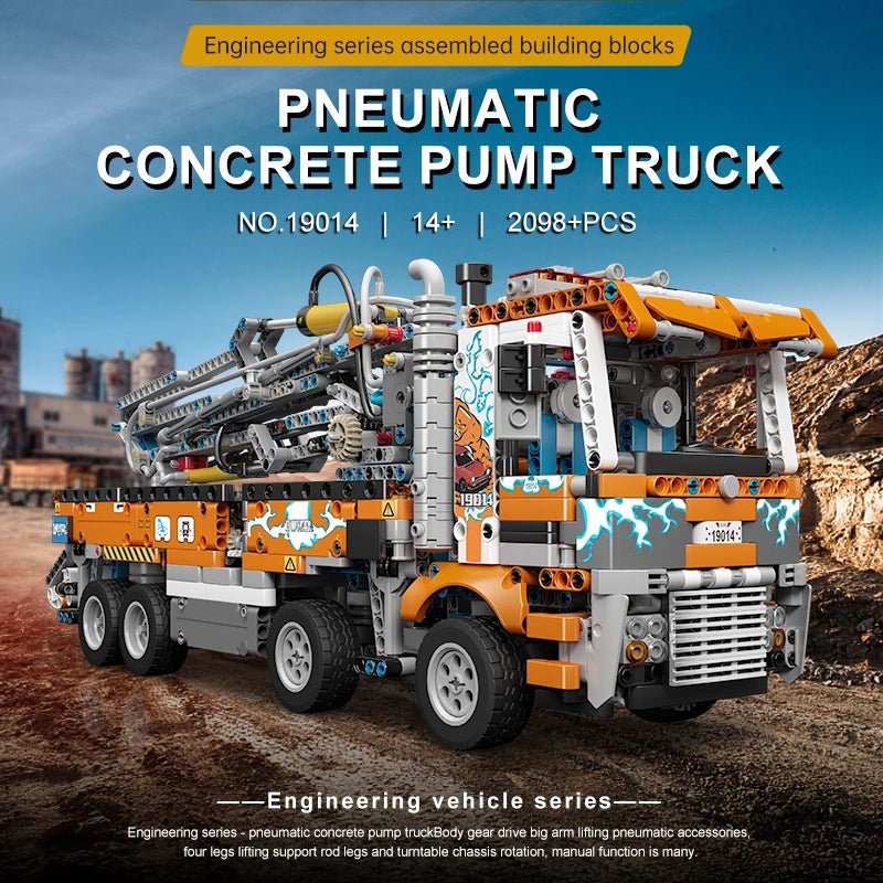 Mould King 19014 Pneumatic Concrete Pump Truck