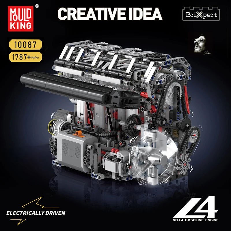 Mould King 10087 Motorized L4 Car Engine Building Block Set