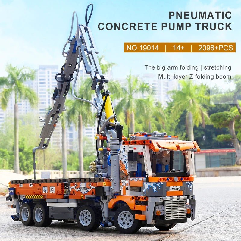 Mould King 19014 Pneumatic Concrete Pump Truck