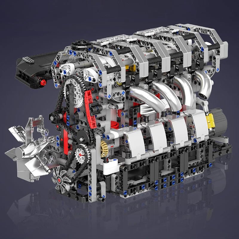 Mould King 10087 Motorized L4 Car Engine Building Block Set