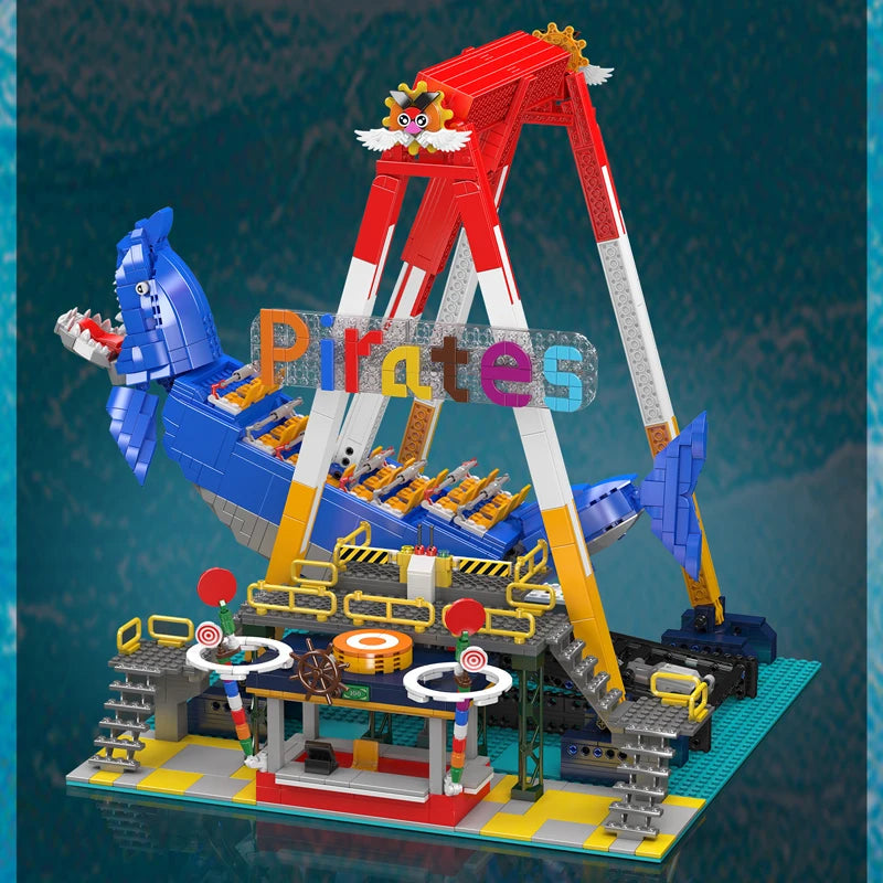 Mould King 11017 Motorized Dragon Shark Pirate Ship Roller Coaster