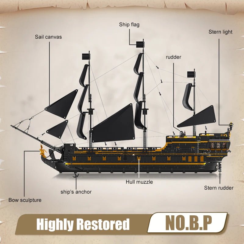Mould King 13186  Black Pearl - Pirate Ship Building Block Set