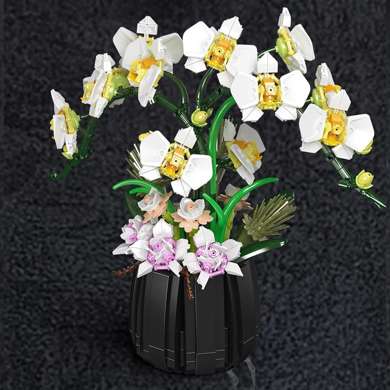 Mould King 24108 White Orchid Bouquet - Flower Building Block Set