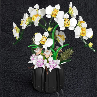 Mould King 24108 White Orchid Bouquet - Flower Building Block Set