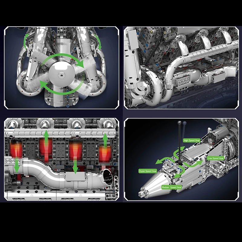 Mould King 10168 V8 Tmin-Turbo Engine