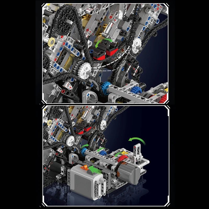 Mould King 10219 F488 Supercar - Motorized V8 Engine Building Kit