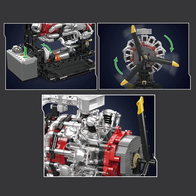 Mould King 10211 - Motorized Radial Aviation Engine Building Set