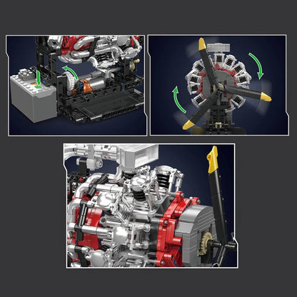 Mould King 10211 - Motorized Radial Aviation Engine Building Set