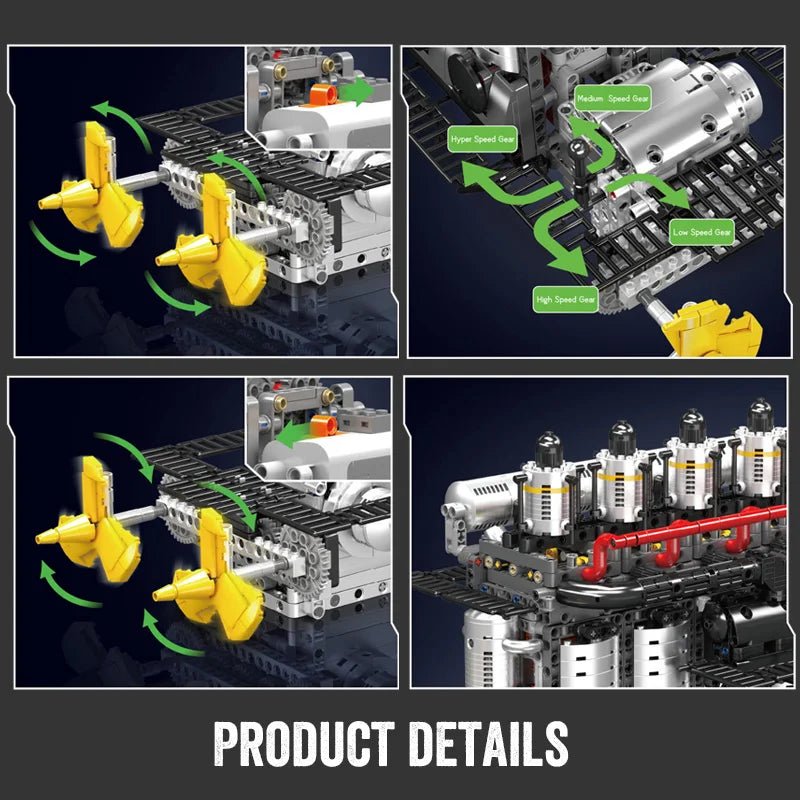 Mould King 10209 - Motorized Inline 6-Cylinder Engine Building Kit