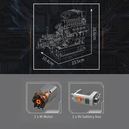 Mould King 10225 Motorized V8 Engine