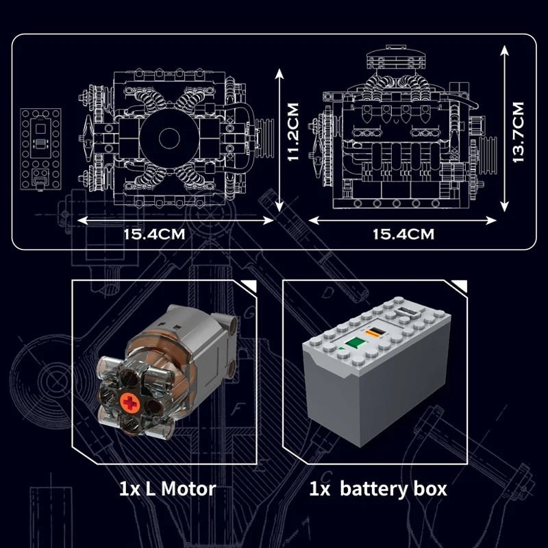 Mould King 10171 - Motorized V8 Engine Building Kit
