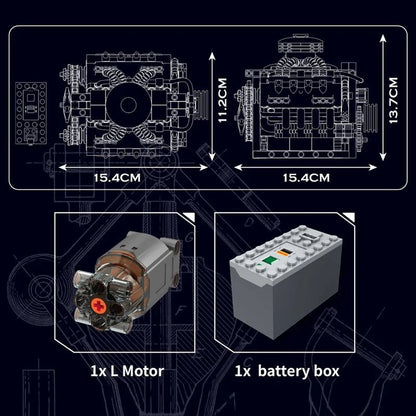 Mould King 10171 - Motorized V8 Engine Building Kit