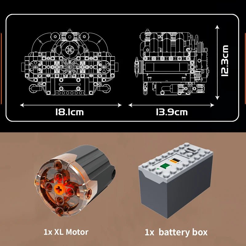 Mould King 10193 Motorized Boxer Engine Block Building Set