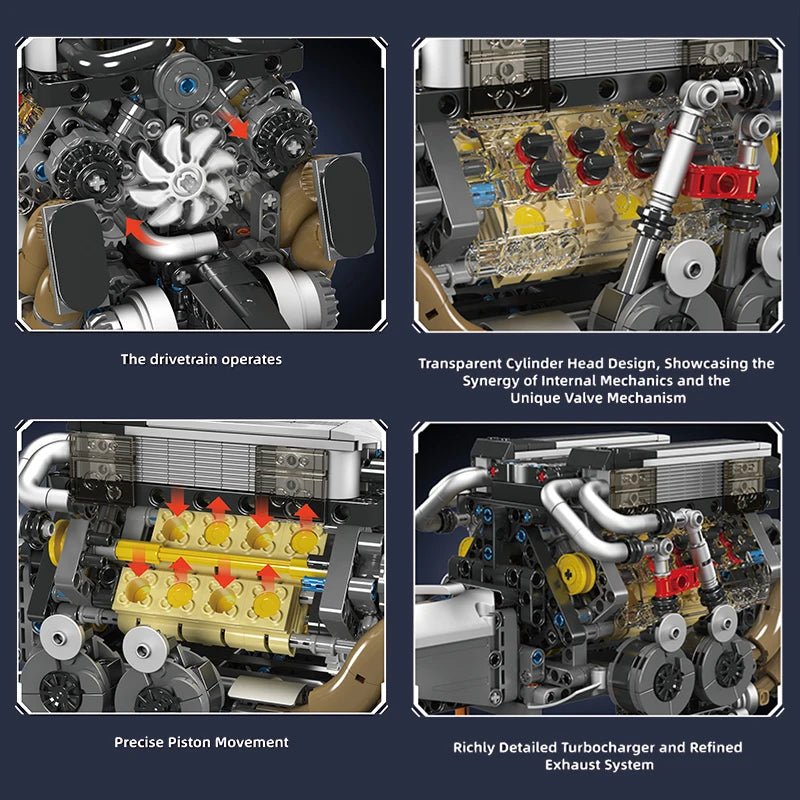 Mould King 10131 W16 Engine Supercar - Motorized Building Blocks