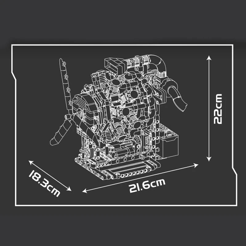 Mould King 10211 - Motorized Radial Aviation Engine Building Set