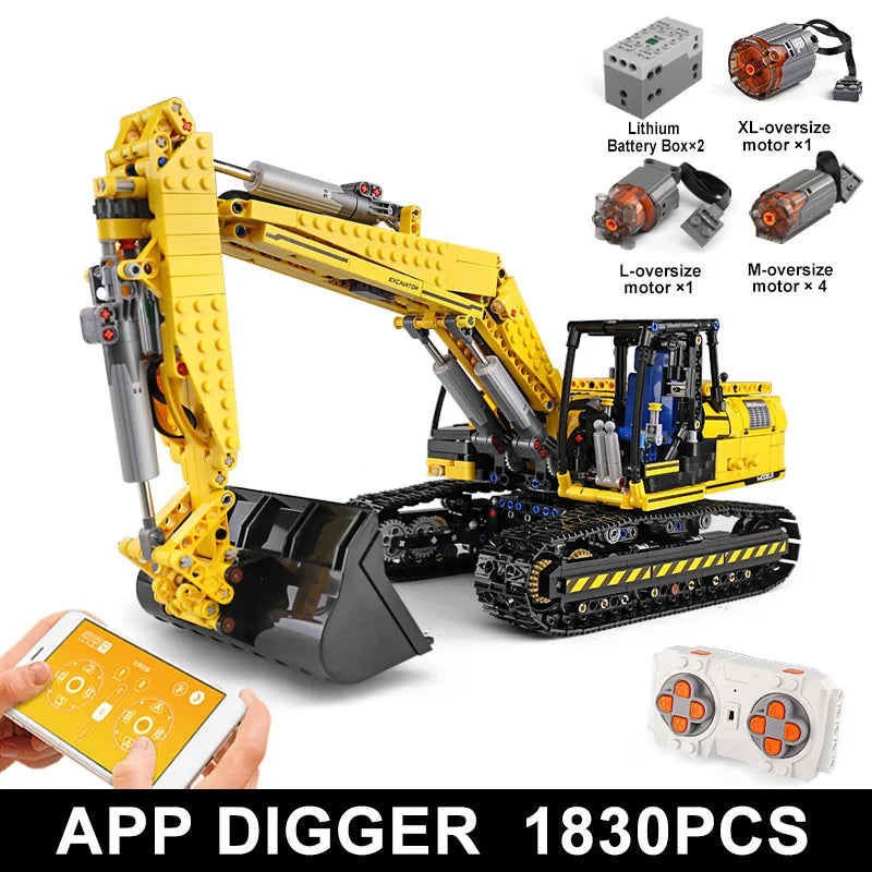 Mould King MOC-2513 Motorized Excavator - RC Building Block Kit