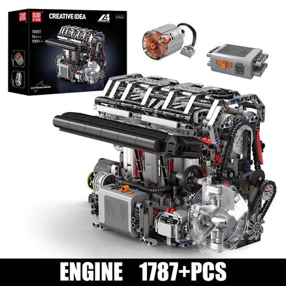 Mould King 10087 Motorized L4 Car Engine Building Block Set